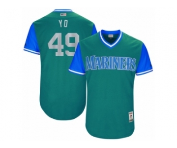 Men's Seattle Mariners Yovani Gallardo #49 Yo Majestic Aqua 2017 Players Weekend Authentic Jersey