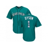 Seattle Mariners #1 Jarrod Dyson Authentic Teal Green Team Logo Fashion Cool Base MLB Jersey