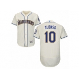 Seattle Mariners #10 Yonder Alonso Cream Flexbase Authentic Collection MLB Jersey