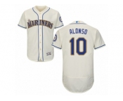 Seattle Mariners #10 Yonder Alonso Cream Flexbase Authentic Collection MLB Jersey