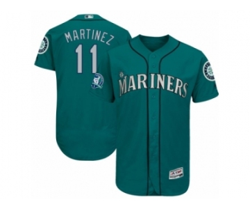 Seattle Mariners #11 Edgar Martinez Majestic Aqua Number Retirement Authentic Player Jersey