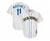 Seattle Mariners #11 Edgar Martinez Majestic White Cooperstown Collection Cool Base Replica Player Jersey