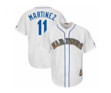 Seattle Mariners #11 Edgar Martinez Majestic White Cooperstown Collection Cool Base Replica Player Jersey