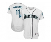 Seattle Mariners #11 Edgar Martinez Majestic White Number Retirement Authentic Player Jersey