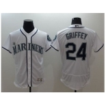 Seattle Mariners #24 Ken Griffey White Flexbase Authentic Collection Stitched Baseball Jersey