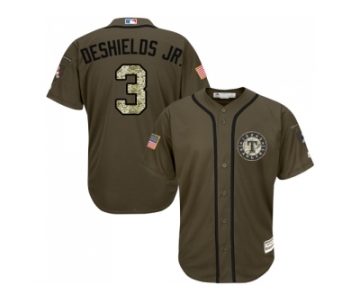 Men Texas Rangers #3 Delino DeShields Jr. Green Salute to Service Stitched MLB Jersey