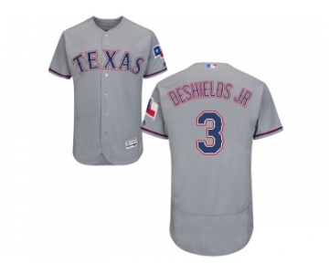 Men Texas Rangers #3 Delino DeShields Jr. Grey Flexbase Authentic Collection Stitched MLB Jersey