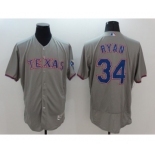 Men Texas Rangers #34 Nolan Ryan Majestic grey Flexbase Authentic Collection Player Jersey