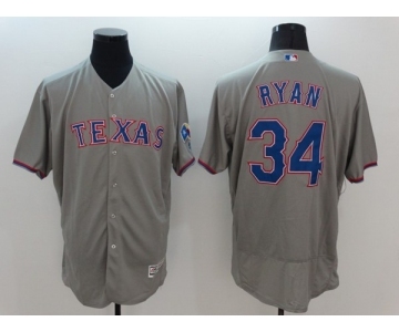 Men Texas Rangers #34 Nolan Ryan Majestic grey Flexbase Authentic Collection Player Jersey