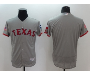 Men Texas Rangers Blank Majestic Gray 2016 Independence Day Stars & Stripes Flex Base Team Jersey