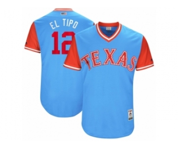 Men's 2017 Little League World Series Rangers #12 Rougned Odor El Tipo Light Blue Jersey