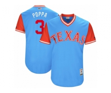 Men's 2017 Little League World Series Rangers #3 Delino DeShields Poppa Light Blue Jersey