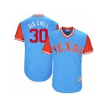 Men's 2017 Little League World Series Rangers #30 Nomar Mazara Big Chill Light Blue Jersey