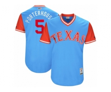 Men's 2017 Little League World Series Rangers #5 Mike Napoli Porterhouse Light Blue Jersey