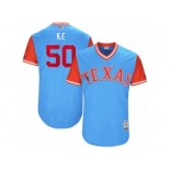 Men's 2017 Little League World Series Rangers #50 Keone Kela Ke Light Blue Jersey