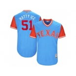 Men's 2017 Little League World Series Rangers Matt Bush #51 Matty Ice Light Blue Jersey