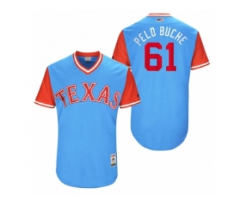 Men's 2017 Little League World Series Rangers Robinson Chirinos #61 Pelo Buche Light Blue Jersey