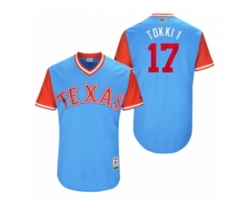 Men's 2017 Little League World Series Rangers Shin-Soo Choo #17 Tokki 1 Light Blue Jersey