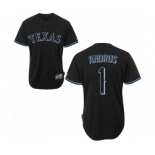 Men's Majestic Texas Rangers #1 Elvis Andrus Replica Black Fashion MLB Jersey