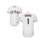 Men's Majestic Texas Rangers #1 Elvis Andrus White Flexbase Authentic Collection MLB Jersey