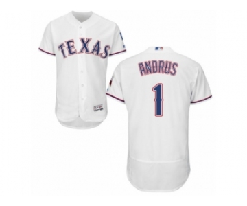 Men's Majestic Texas Rangers #1 Elvis Andrus White Flexbase Authentic Collection MLB Jersey