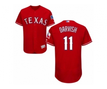 Men's Majestic Texas Rangers #11 Yu Darvish Red Flexbase Authentic Collection MLB Jersey