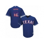 Men's Majestic Texas Rangers #12 Rougned Odor Replica Royal Blue USA Flag Fashion MLB Jersey