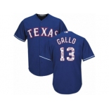 Men's Majestic Texas Rangers #13 Joey Gallo Authentic Royal Blue Team Logo Fashion Cool Base MLB Jersey