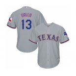 Men's Majestic Texas Rangers #13 Joey Gallo Replica Grey Road Cool Base MLB Jersey