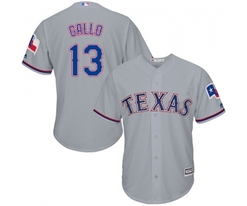 Men's Majestic Texas Rangers #13 Joey Gallo Replica Grey Road Cool Base MLB Jersey