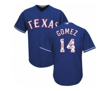 Men's Majestic Texas Rangers #14 Carlos Gomez Authentic Royal Blue Team Logo Fashion Cool Base MLB Jersey