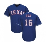 Men's Majestic Texas Rangers #16 Ryan Rua Authentic Royal Blue Team Logo Fashion Cool Base MLB Jersey