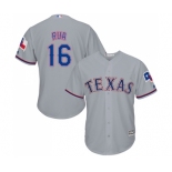 Men's Majestic Texas Rangers #16 Ryan Rua Replica Grey Road Cool Base MLB Jersey