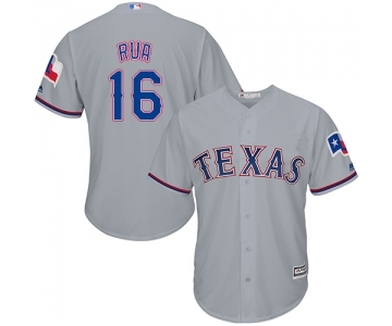 Men's Majestic Texas Rangers #16 Ryan Rua Replica Grey Road Cool Base MLB Jersey