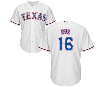 Men's Majestic Texas Rangers #16 Ryan Rua Replica White Home Cool Base MLB Jersey