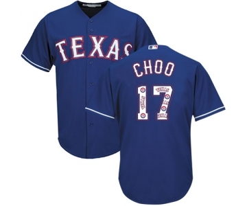 Men's Majestic Texas Rangers #17 Shin-Soo Choo Authentic Royal Blue Team Logo Fashion Cool Base MLB Jersey