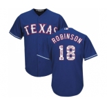 Men's Majestic Texas Rangers #18 Drew Robinson Authentic Royal Blue Team Logo Fashion Cool Base MLB Jersey