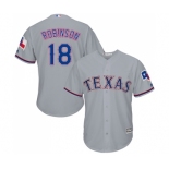 Men's Majestic Texas Rangers #18 Drew Robinson Replica Grey Road Cool Base MLB Jersey