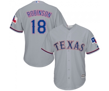 Men's Majestic Texas Rangers #18 Drew Robinson Replica Grey Road Cool Base MLB Jersey