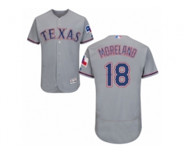 Men's Majestic Texas Rangers #18 Mitch Moreland Grey Flexbase Authentic Collection MLB Jersey