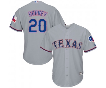 Men's Majestic Texas Rangers #20 Darwin Barney Replica Grey Road Cool Base MLB Jersey