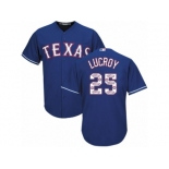 Men's Majestic Texas Rangers #25 Jonathan Lucroy Authentic Royal Blue Team Logo Fashion Cool Base MLB Jersey