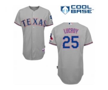 Men's Majestic Texas Rangers #25 Jonathan Lucroy Replica Grey Road Cool Base MLB Jersey