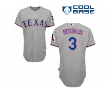 Men's Majestic Texas Rangers #3 Delino DeShields Replica Grey Road Cool Base MLB Jersey