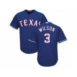 Men's Majestic Texas Rangers #3 Russell Wilson Authentic Royal Blue Team Logo Fashion Cool Base MLB Jersey