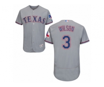 Men's Majestic Texas Rangers #3 Russell Wilson Grey Flexbase Authentic Collection MLB Jersey