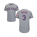 Men's Majestic Texas Rangers #3 Russell Wilson Grey Road Flex Base Authentic Collection MLB Jersey