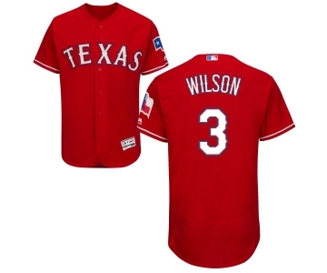 Men's Majestic Texas Rangers #3 Russell Wilson Red Alternate Flex Base Authentic Collection MLB Jersey