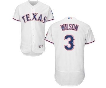 Men's Majestic Texas Rangers #3 Russell Wilson White Home Flex Base Authentic Collection MLB Jersey