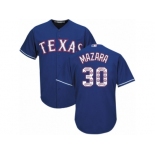 Men's Majestic Texas Rangers #30 Nomar Mazara Authentic Royal Blue Team Logo Fashion Cool Base MLB Jersey